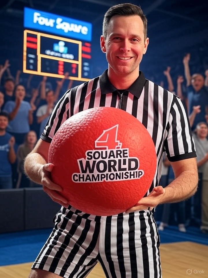Referee with Four Square World Championship ball